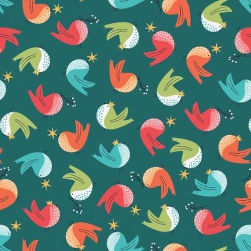 Forest Friends Birds Stars Emerald D1846