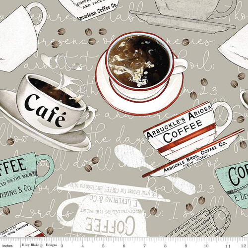 Coffee Chalk Café Cups Digital Taupe 11034