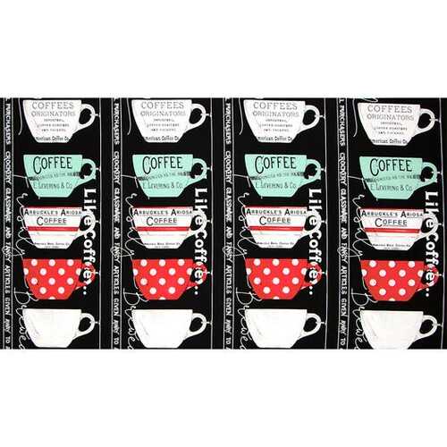 Coffee Chalk Café 23" Border Stripe Black 11031