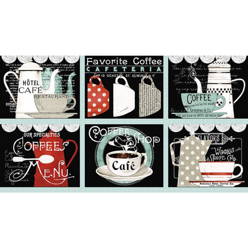 Coffee Chalk Café 23" Placemat Block Panel 11040