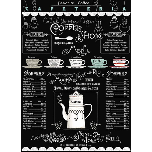 Coffee Chalk Café Quilt Panel 11030 - 52" x 72"