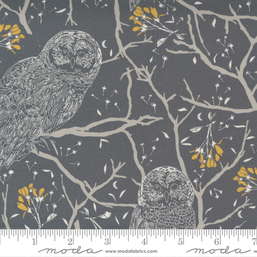 Moda Through The Woods Woodland Owls Charcoal 43110 12