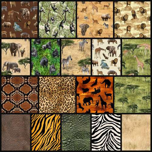 African Safari Animals Savannah Fabric Bundle