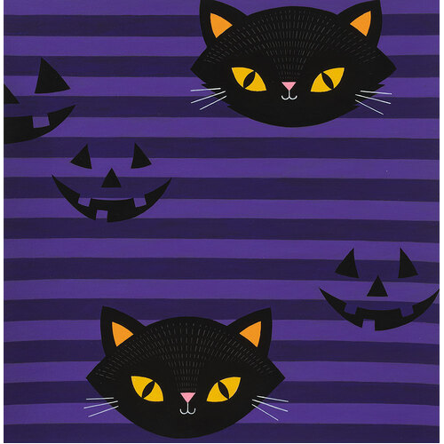 Hide and Go Kitty Cat Faces Purple 8885C 1/2m