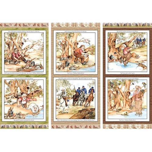 Waltzing Matilda Jolly Swagman Fabric Panel A