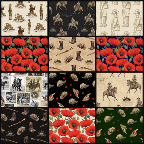 Honour the Light Brigade Australian Soldiers Fabric Bundle