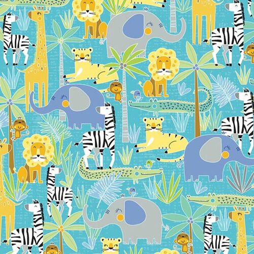 Sweet Safari Animals Turquoise 9684