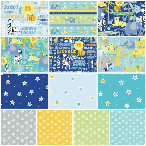 Sweet Safari Animals Fat Quarter Fabric Bundle