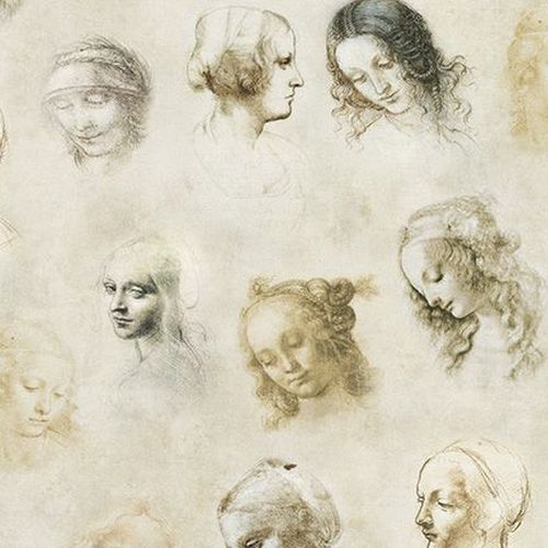Leonardo Da Vinci Drawings Faces Antique 20099-199