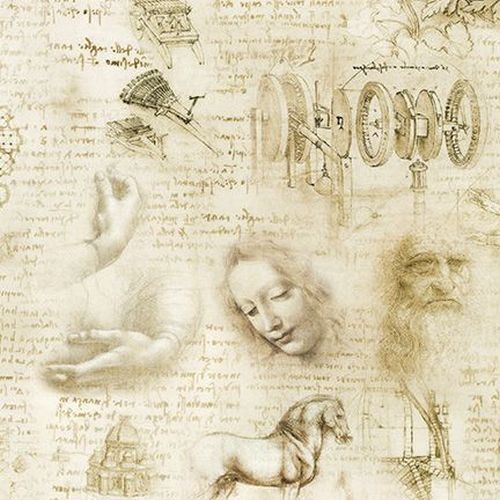 Leonardo Da Vinci Drawings Words Antique 20097-199
