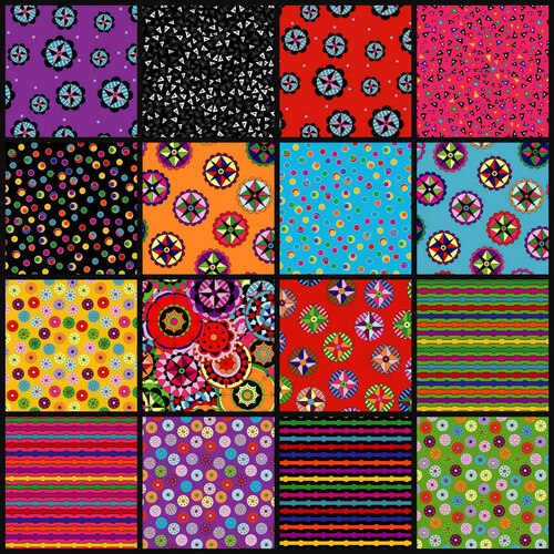 Colour Splash Geo Brights Fat Quarter Fabric Bundle