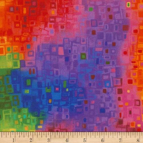 Fabric Remnant-Awaken Geo Rainbow 53cm
