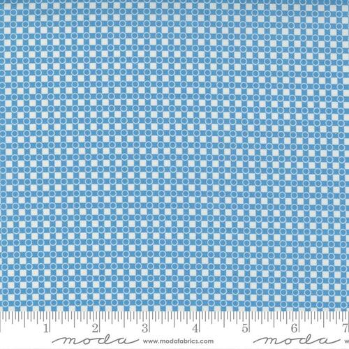 Moda Story Time Retro Vintage Dotted Check Blue 21794 17
