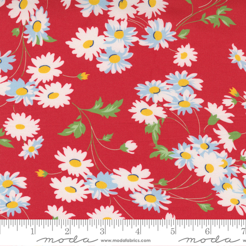 Moda Story Time Retro Vintage Real Daisy Red 21791 12