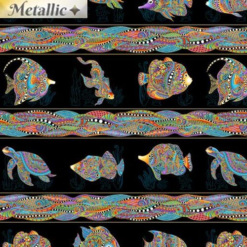 Hooked on Fish Metallic Fish 24"  Stripe Black 0212