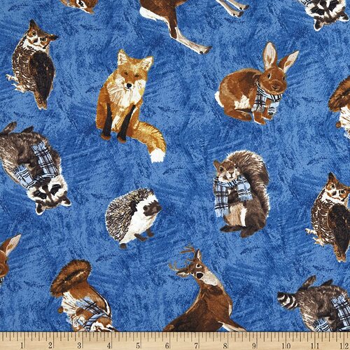 Woodland Winter Animals Blue 9748-B