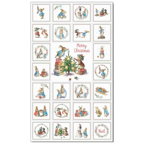 Licensed Peter Rabbit Christmas Cot Quilt Panel 2802-7