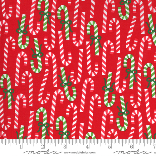 Fabric Remnant - Merry Bright Christmas Candy Canes 52cm