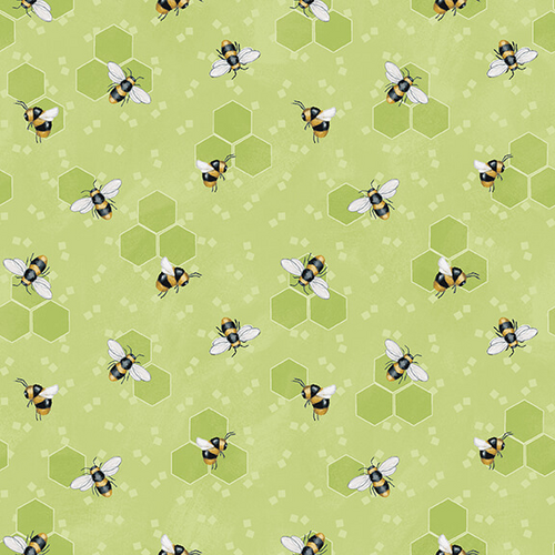 Bee You! Buzzing Bees Honeycomb Green 103-66