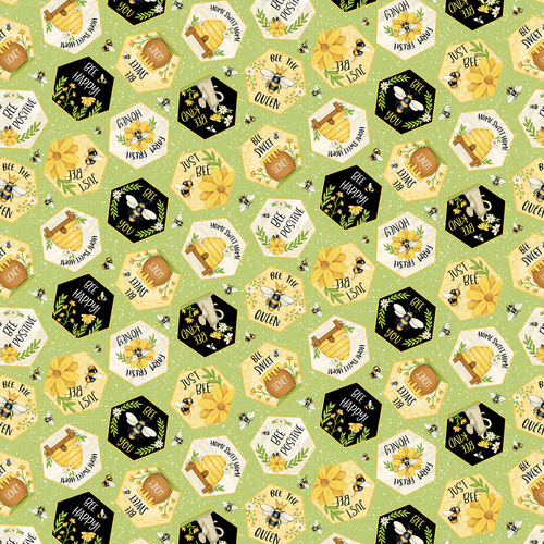 Bee You! Tossed Honeycomb Words Green 104-66