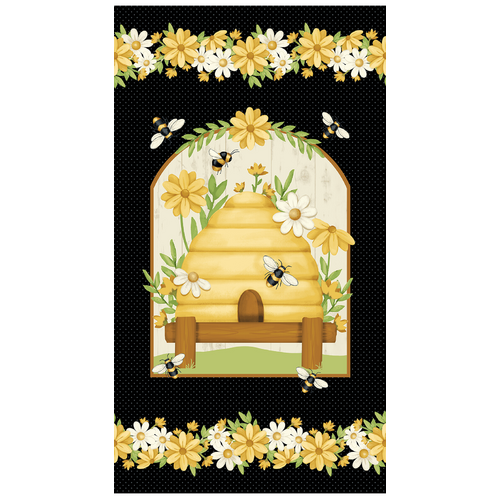 Bee You! Buzzing Bees Quilt Fabric Panel