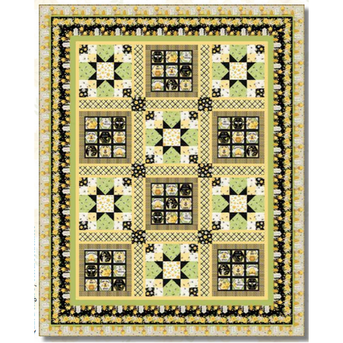 Bee You! Buzzing Bees Quilt Fabric Queen Kit #2