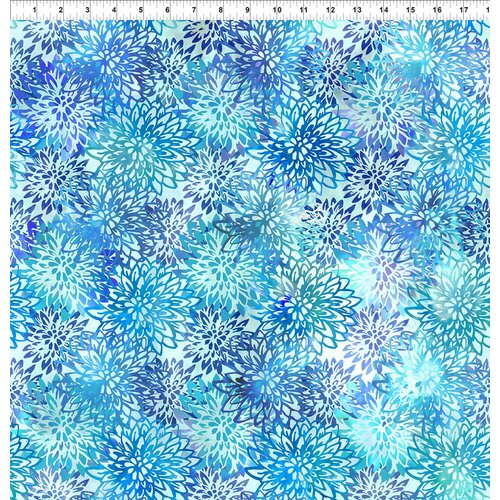 Fabric Remnant -Haven Chrysanthemums Blue 59cm