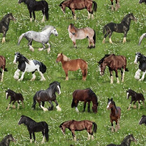 Heavy Horses Horse Allover Grass Fields E