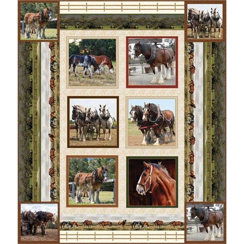 Heavy Horses Horse Fabric Quilt Kit