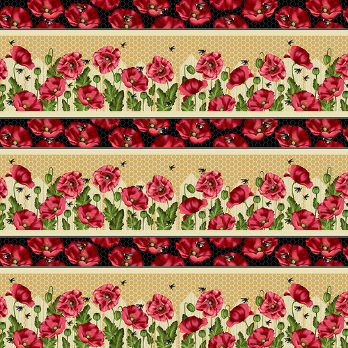Bloomin Poppies Border Stripe 2739-99