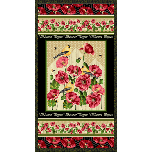 Bloomin Poppies Finch 24" Panel 2740P-99