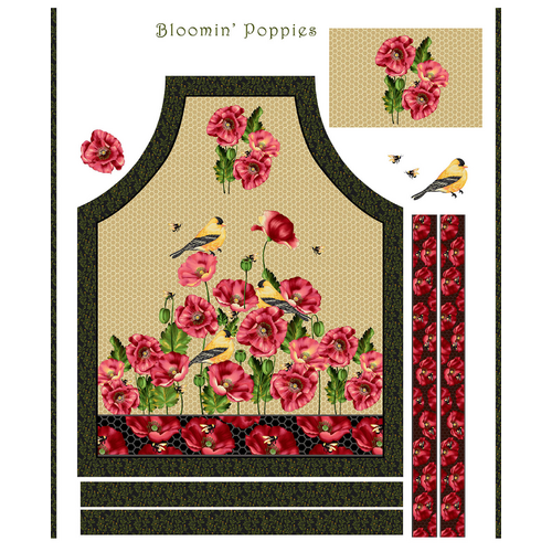 Bloomin Poppies Finch Apron Panel 2743P-99