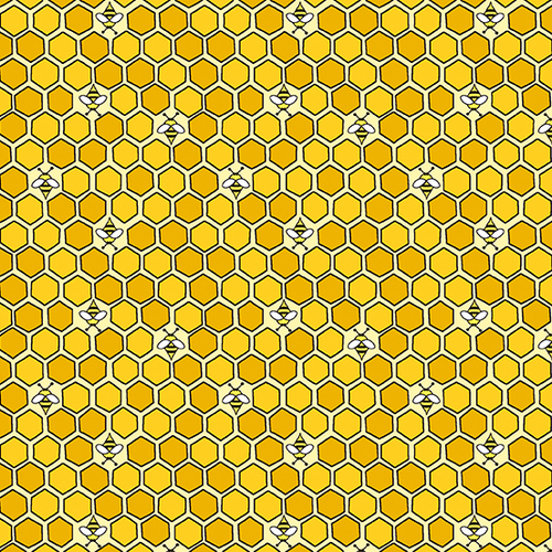 Sunflowers & Honey Honeycomb Bees Day Yellow 9988-YL