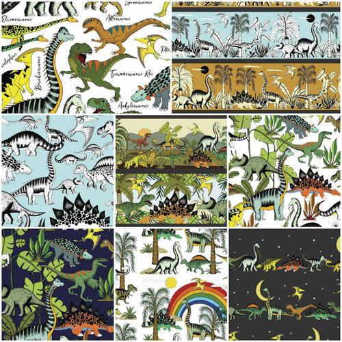 Devonstone Dino Raw Dinosaurs Fat Quarter Fabric Bundle