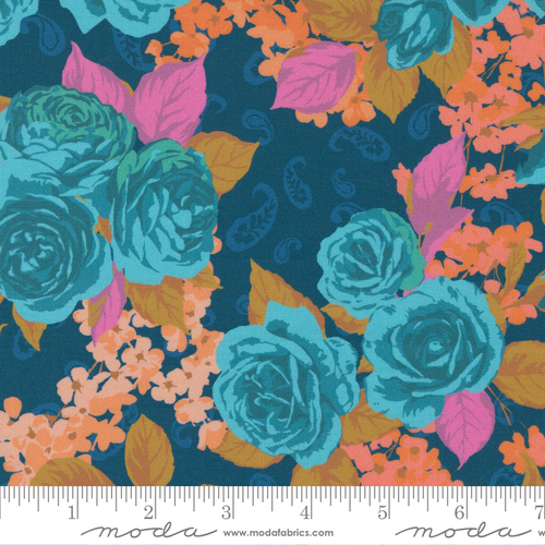 Moda Paisley Rose Main Prussian Blue 1880 13