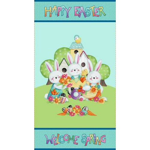 Easter Fun Bunny Rabbit Cot Quilt Panel 2578P-76