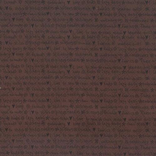 Fabric Remnant -One Stitch at a Time Sewing Words 72cm