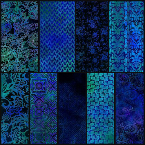 Tapestry Digital Blue Fat Quarter Fabric Bundle