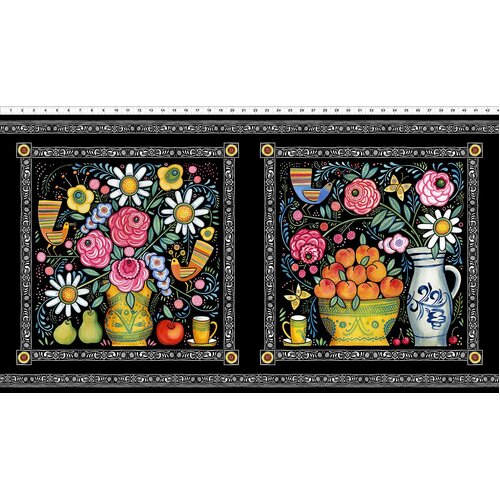 Plenty Roses Birds 24" Block Panel 1JPK 1
