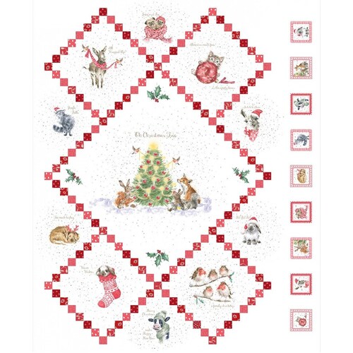 Warm Wishes Christmas Animals Fabric Panel MASD6310-UW