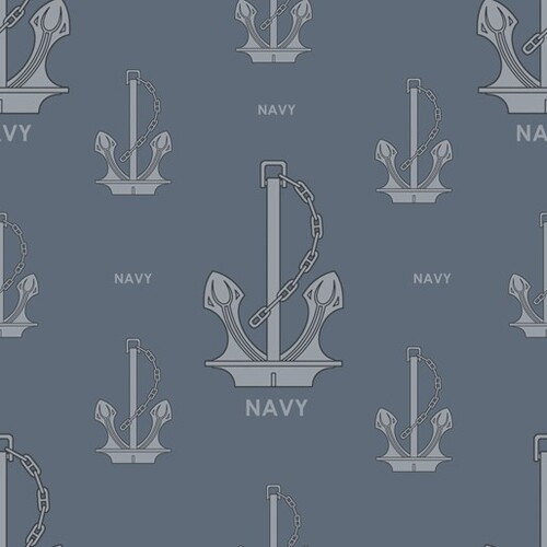 Navy Australia Naval Anchors Allover Grey O