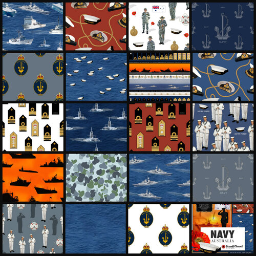 Navy Australia Naval Fat Quarter Fabric Bundle