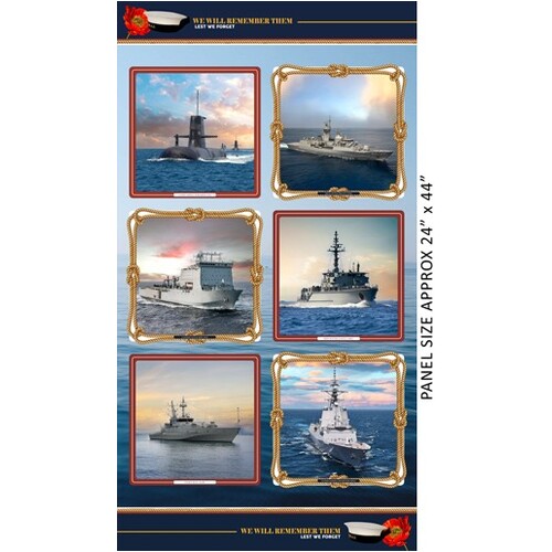 Navy Australia Naval Rememberance Blocks 24" Panel B