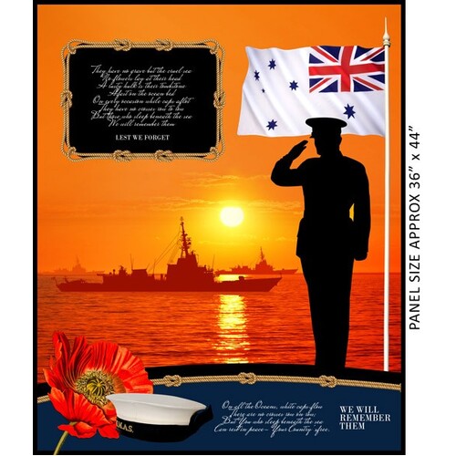 Navy Australia Naval Rememberance Quilt Panel A