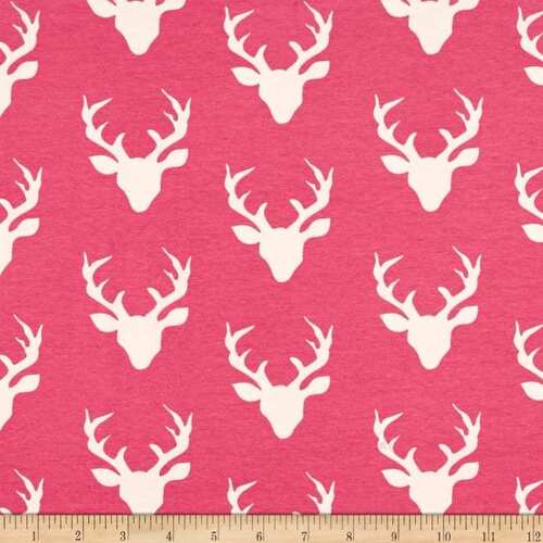 Buck Forest Deer Heads Pink Per Metre