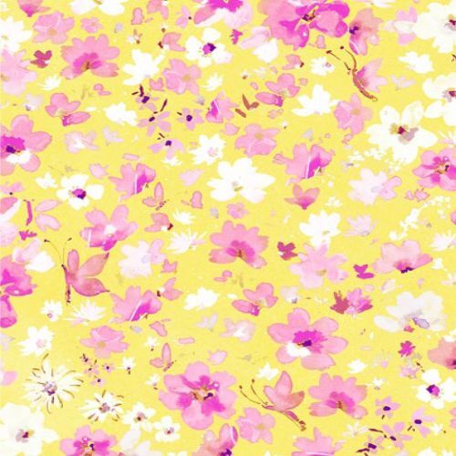 Bee Free Scattered Floral Yellow Pink 21488 130