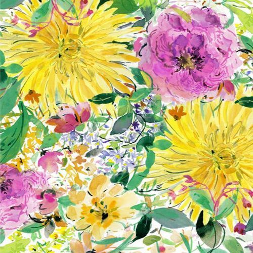 Bee Free Packed Flowers Pink Yellow 21486 129