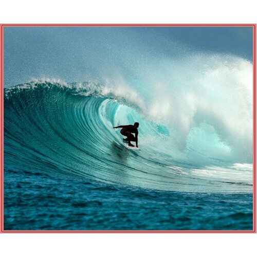Ride The Wave Surfer Surfing Tube Panel C