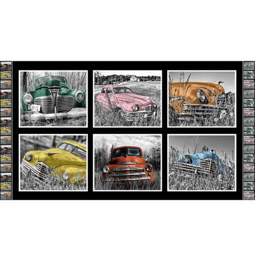 Rustic Relics Vintage Cars Blocks Panel 0121A