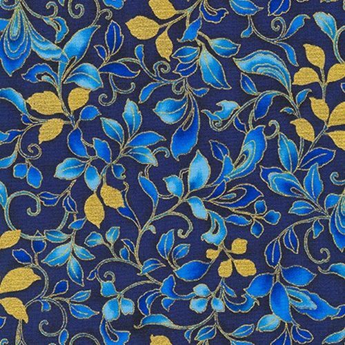Peacock Garden Metallic Floral Navy 20668-9